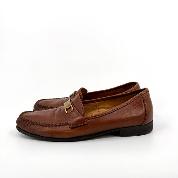 Vintage 80s Bally Italian Brown Leather Ruvera Gold Bit Loafers main image 7